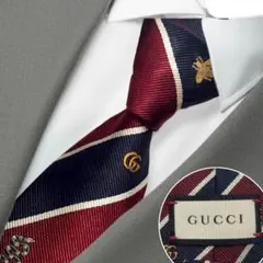 GUCCI グッチ ナロータイ ネクタイ GG柄 マーモント ハート 蜂 BEE