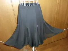 社交ダンス用 黒 フレアスカート ビーズ付き