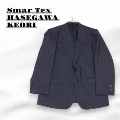 テーラードジャケット ストライプ柄 長谷川毛織 日本製 紺色～黒色 8274