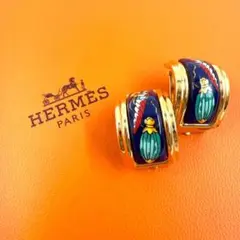 【まもなく最終価格】HERMES エルメス　エマイユイヤリング ネイビーゴールドのサムネイル
