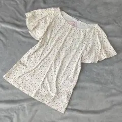 ★b310 ユニクロ【S】masking tapeコラボ ドット柄 袖フリル