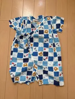 ミキハウス　青と白の動物柄甚平 70cm