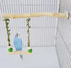 小鳥止まり木　ブランコ　インコ　バードケージ用 木製止まり木　スイングおもちゃ