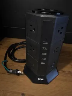 BEVA タワー式電源タップBEVA 3層縦コンセント
