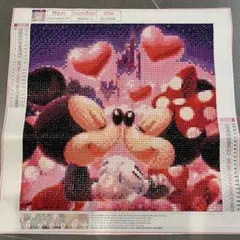 ダイヤモンドアート【完成品】 ミッキーマウス　ミニーマウス 30x30cm