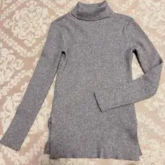 タートルネック　長袖ニット　グレー　リブニット　VIS キレイめ　タートルネック