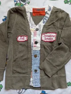 デニム＆ダンガリー　トレーナー　カーディガン　カーキ　１２０　ワッペン