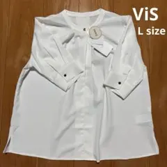 新品未使用 VIS 2WAY サイズL シフォン 半袖ブラウス シャツ 白 ビス