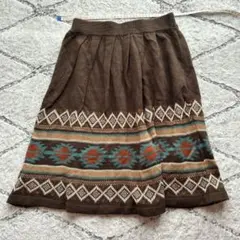 専用❣️エスニック柄ブラウンフレアスカート M