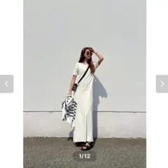 スクエアネックテレコワンピース