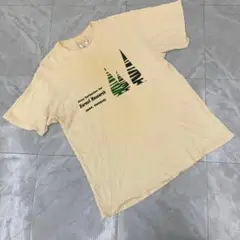 ユナイテッドアスレ Tシャツ ベージュ 森林研究ロゴプリント 半袖 コットン M