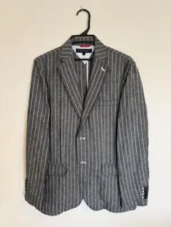 値下げしました❤️グレーとホワイトのストライプ ジャケットのサムネイル