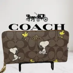 本日23時までの特別価格！COACH スヌーピー 長財布 ブラウンCE705