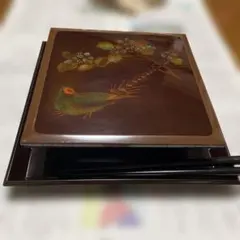 漆器 盆 菖蒲蒔絵 四角形 黒塗 漆塗り 金ライン モダン 漆器 - メルカリ