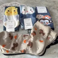 レディースソックス　動物柄　 犬インコ猿6足セット