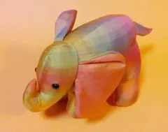 ジムトンプソンゾウぬいぐるみ（ツートンチェックオレンジ）JIM THOMPSON