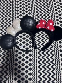 ディズニー カチューシャ 2点セット ミニー キルティング スパンコール