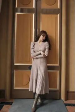 ワンピース herlipto Suite Room Knit Long Dress ecru herlipto Suite Room Knit Long Dress - メルカリ