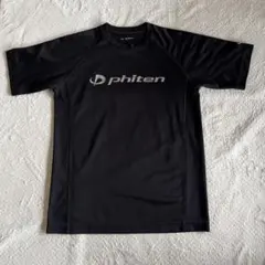 phiten Tシャツ 半袖 ドライ グレーカモフラ 迷彩 ロゴ ブラック XO 