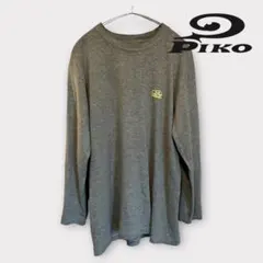 90s PIKO ロンT プリントタグ 7分袖 杢グレー M