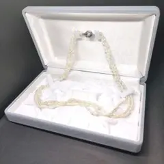 【テリ強】本真珠 パールネックレス 小粒 ライスパール 3連 4.6m未使用級