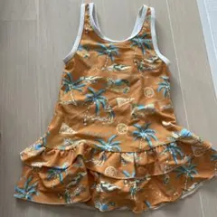 オレンジ色 パームツリー 水着ドレス 100cm