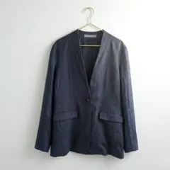 定番✨️Theory Luxe ストレッチ リネン ノーカラージャケット 紺 夏