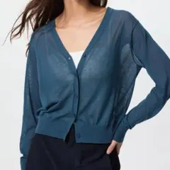 ユニクロ　ライトＶネックカーディガン　ブルー　Ｌサイズ　新品・タグ付き