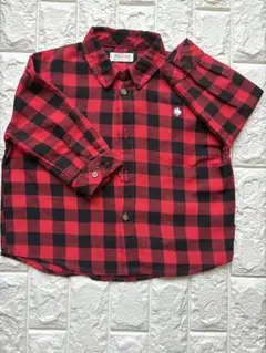 POLO Baby 赤黒チェック 長袖シャツ 100cm