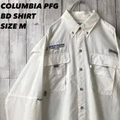 コロンビア PFG フィッシングシャツ M 白 企業刺繍 オーバーサイズ 古着