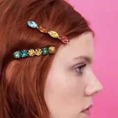 ＊パイナップル ヘアピン3点セット＊ ビジュー カラフル ヘアクリップのサムネイル