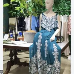 グレースコンチネンタル♡刺繍ワンピース グリーン 38