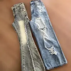 ROMWE 、GRLデニムパンツ 2点セット Sサイズ