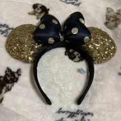 ミニーマウス風カチューシャ 金色・黒