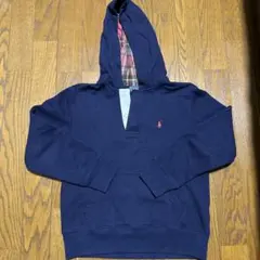 Polo ラルフローレンネイビーフード付きパーカー裏起毛140トップス