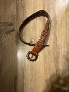 made in italy 本革 編み込みデザイン ベルト ブラウン