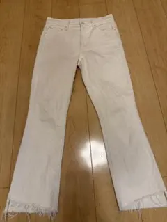 MOTHER マザー INSIDER CROP STEP FRAY 白 26