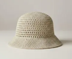 【新品未使用】透かし編みwhiteバケットハット