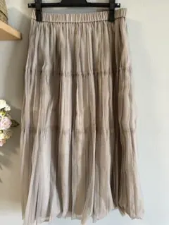【超美品】PICCIN グレー　チュールプリーツロングスカート