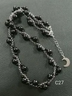 グランジネックレスC27　ビーズネックレス　パンク　ストリート　モード系　y2k