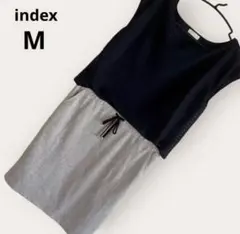 index ノースリーブ ドッキングワンピース M ネイビー グレー 体型カバーのサムネイル