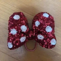 ディズニー ミニーちゃん リボン スパンコール ヘアゴム 赤