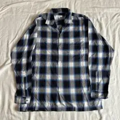 GLOBAL WORK オープンカラーシャツ オンブレチェック xl レーヨン