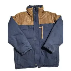80s Eddie Bauer レザー切り替え ダウンジャケット 黒タグ後期 L