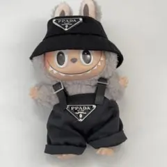 ラブブ　服　黒　ブラック　帽子　オーバーオール　セット