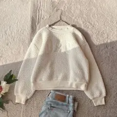 美品(130)ギャップキッズ/ボアスエット/トレーナー/もこもこ/ロゴ/女の子