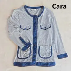 カーラ Cara ノーカラーデニムカーディガン ジャケット S相当
