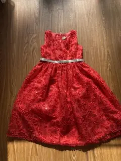 ウエストビジュー花柄レースドレス