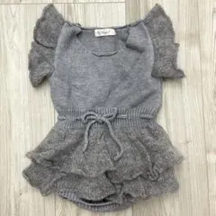 韓国子供服　ニット　ロンパース　70センチ　ベビー　女の子　グレー
