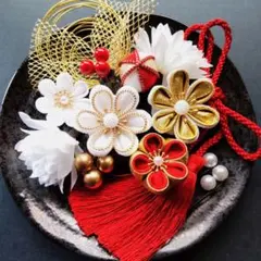 つまみ細工髪飾り、成人式、卒業式、七五三、結婚式、前撮り、和装髪飾り、パーティー